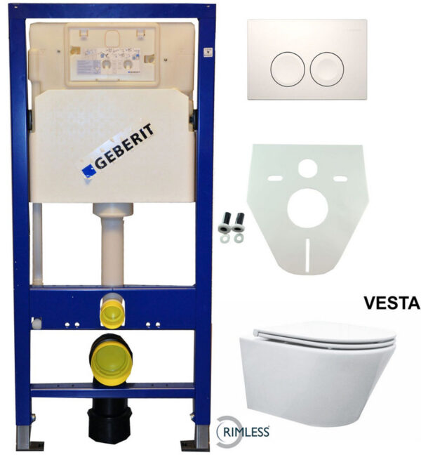 Geberit UP 100 Vesta Rimless wc+ Flatline zitt.+ Delta 25 wit