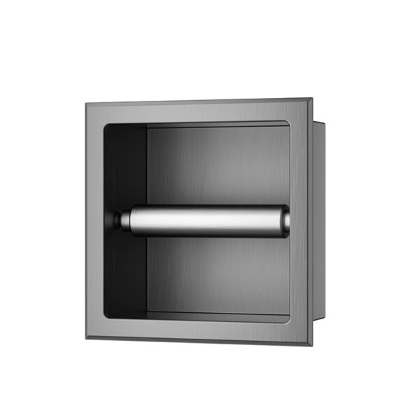 Rocko toiletrolhouder zonder klep inbouw gunmetal