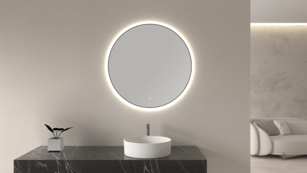 Novi spiegel rond met LED, dimbaar 60 cm mat zwart