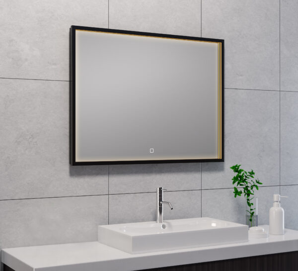 Avi spiegel rechthoek met LED, dimbaar en spiegelverwarming 80 x 60 cm mat zwart