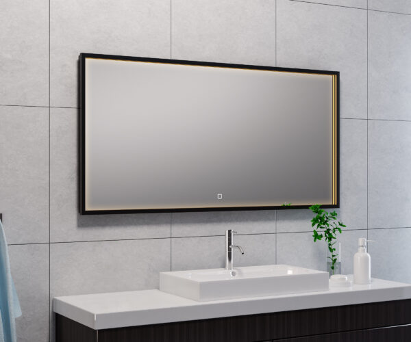 Avi spiegel rechthoek met LED, dimbaar en spiegelverwarming 120 x 60 cm mat zwart